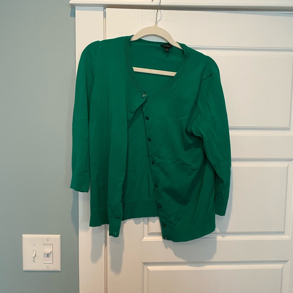 Green cardigan. Pima cotton
